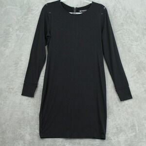 Athleta Dress Women Small Black Merino Wool Blend Mesh Detail Weekday Mini Black